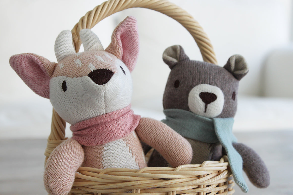 ThreadBear Design Knitted Animal Set + Gift Box (Bear, Deer, Hare)