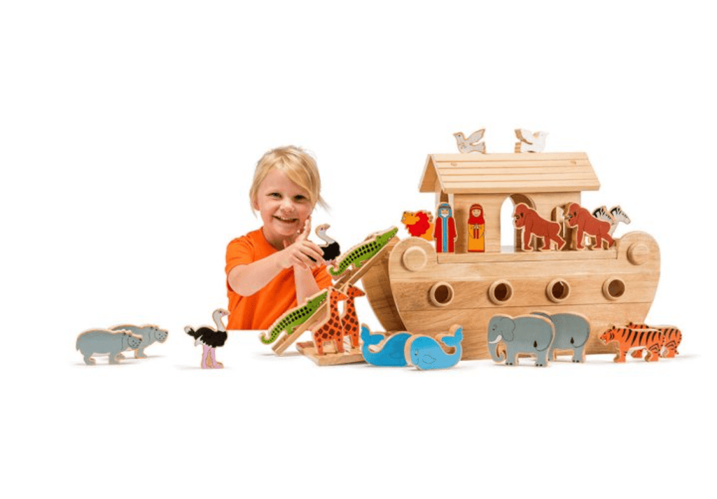 Deluxe Wooden Noah's Ark Playset - 24 Colourful Characters - Baby&More