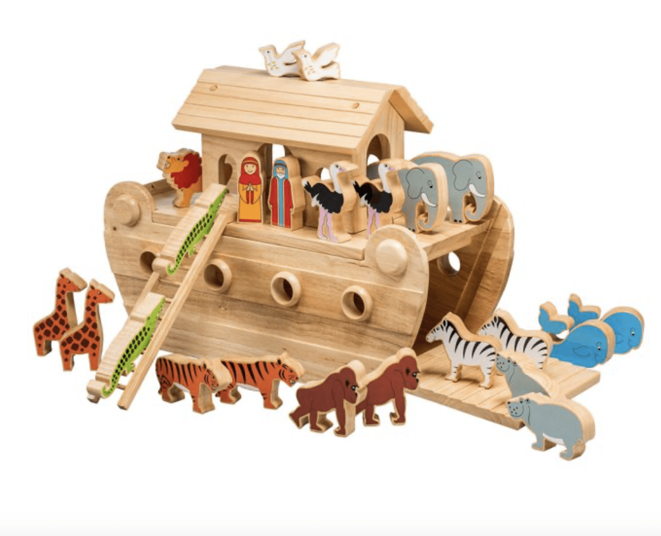Deluxe Wooden Noah's Ark Playset - 24 Colourful Characters - Baby&More