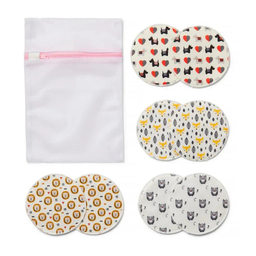 Organic Washable Breast Pads Designer Bundle - Pack Of 8