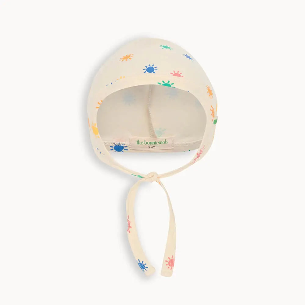 The bonniemob Rainbow Sunshine Organic Cotton Baby Bonnet Hat