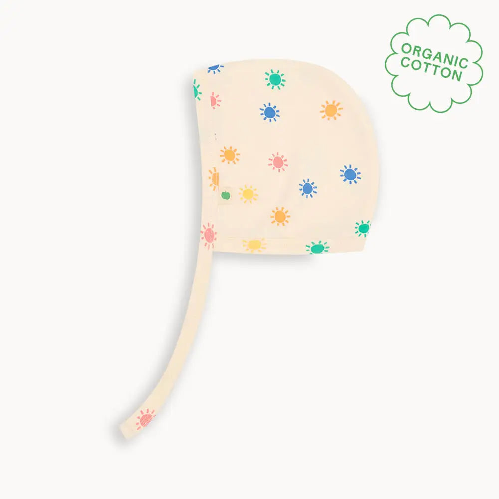 The bonniemob Rainbow Sunshine Organic Cotton Baby Bonnet Hat