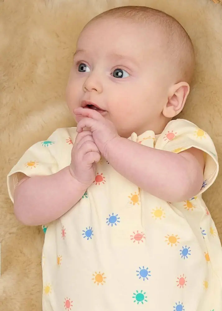 The bonniemob Rainbow Sunshine Organic Cotton Short Sleeved Baby Playsuit