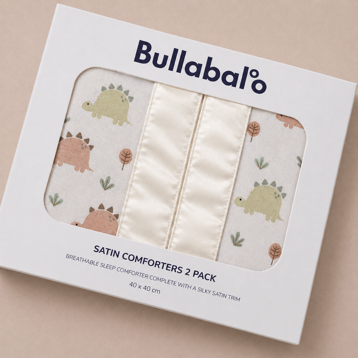 Bullabaloo Dinosaur Comforter Blanket - Off White Satin - 2 Pack