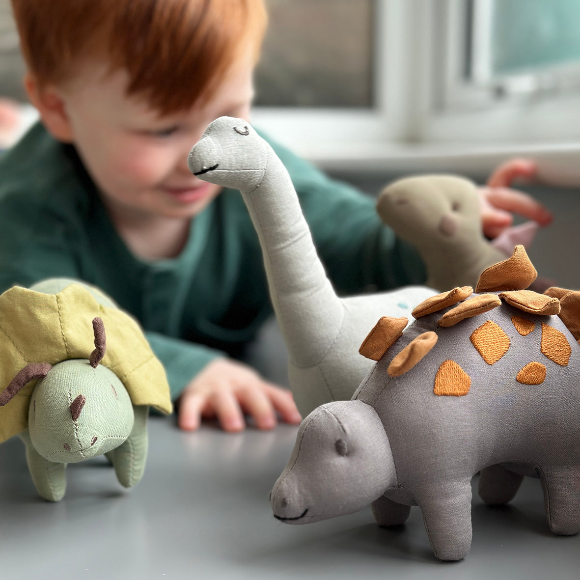 ThreadBear Design Steggy Linen Dinosaur Toy