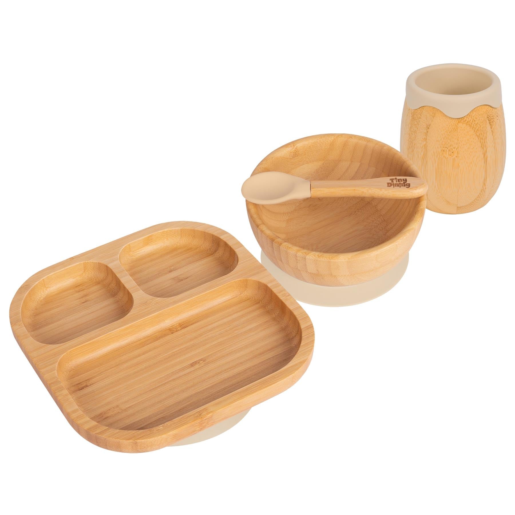 Divided Bamboo Suction Toddler, Child and Baby Feeding Set - 4 pc - Baby&More