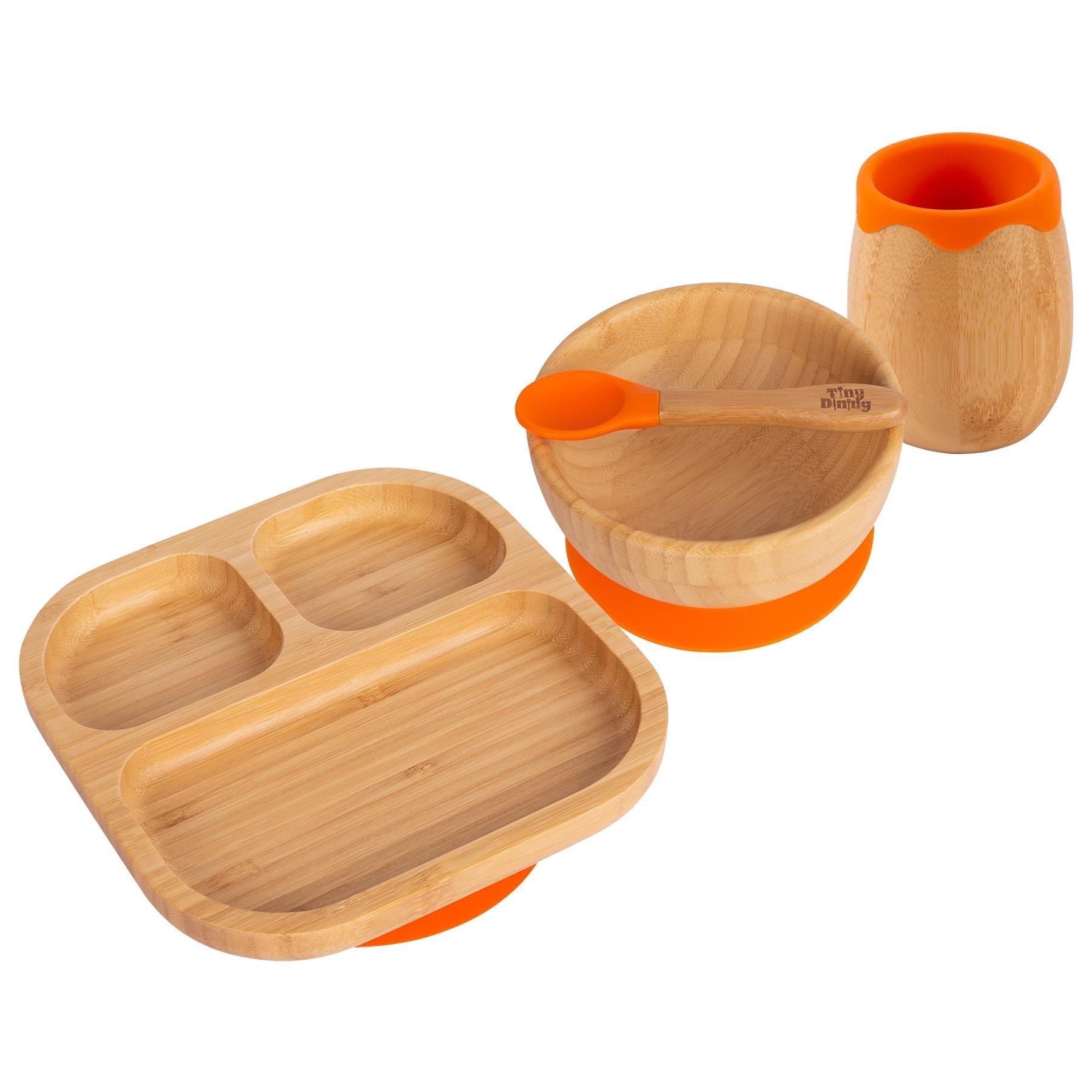 Divided Bamboo Suction Toddler, Child and Baby Feeding Set - 4 pc - Baby&More