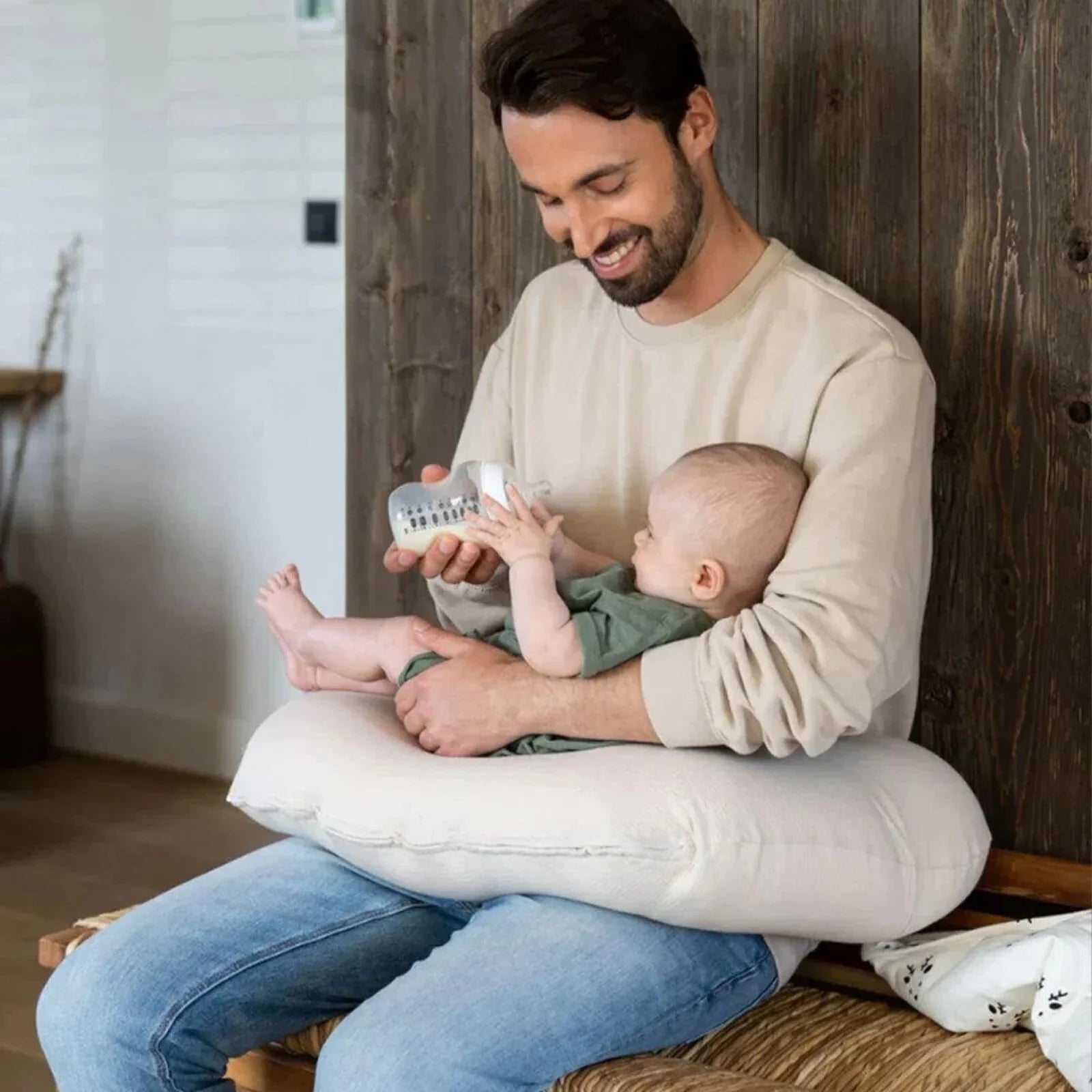 Doomoo Softy Muslin Nursing Pillow - Jersey Sand - Baby&More