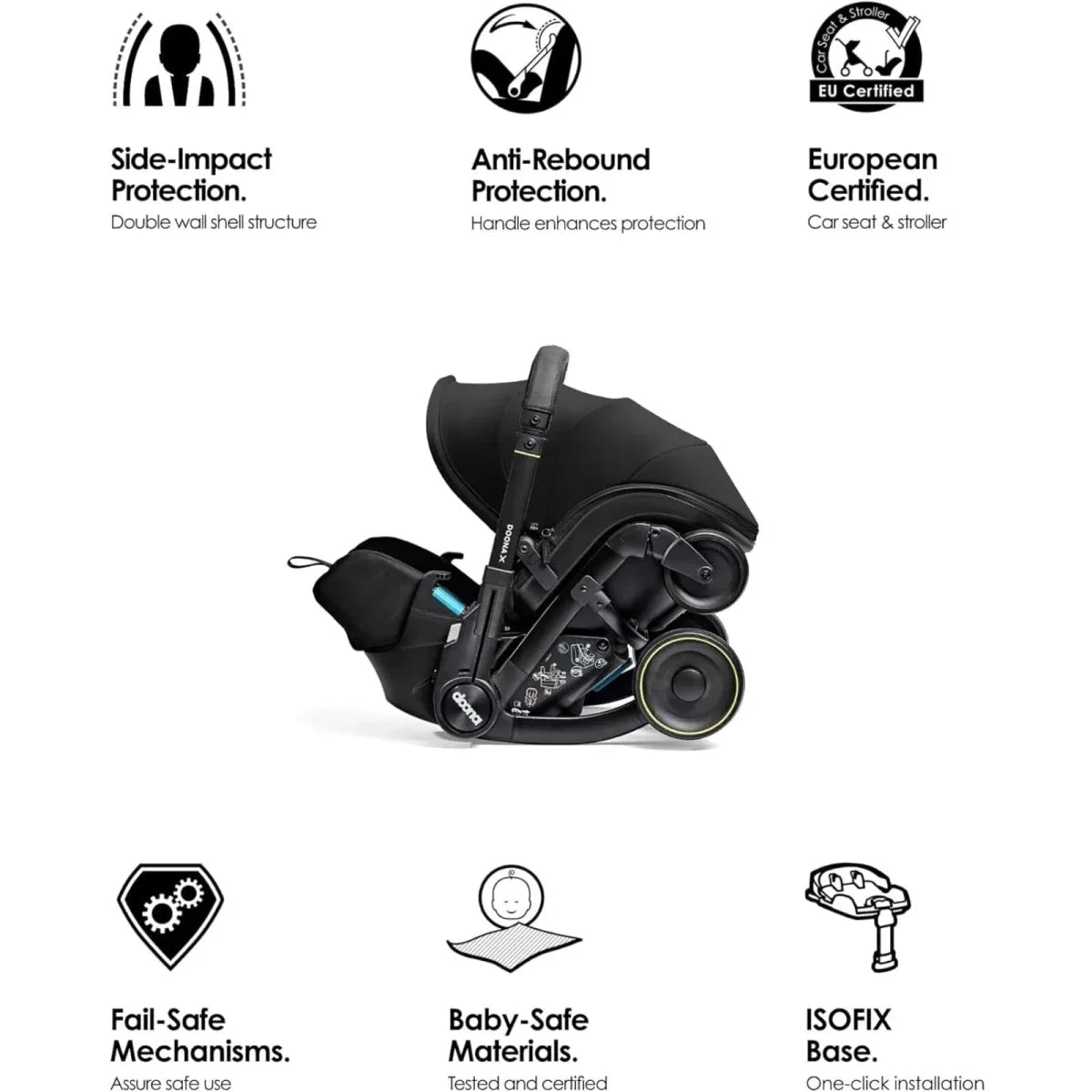 Doona X Infant Group 0+ Car Seat & Stroller - Nitro Black - Baby&More