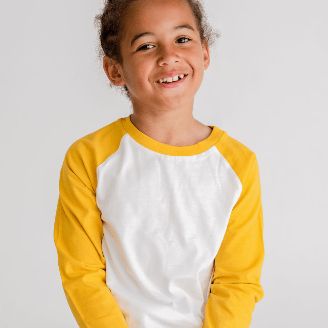 Dotty Dungarees Baseball Tee - Ochre - Baby&More