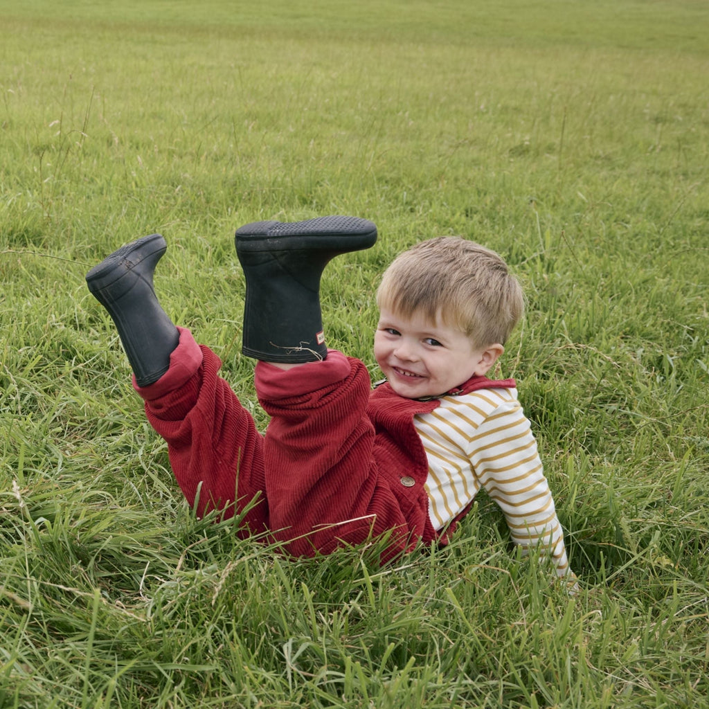 Dotty Dungarees Chunky Cord Dungarees - Robin Red - Baby&More