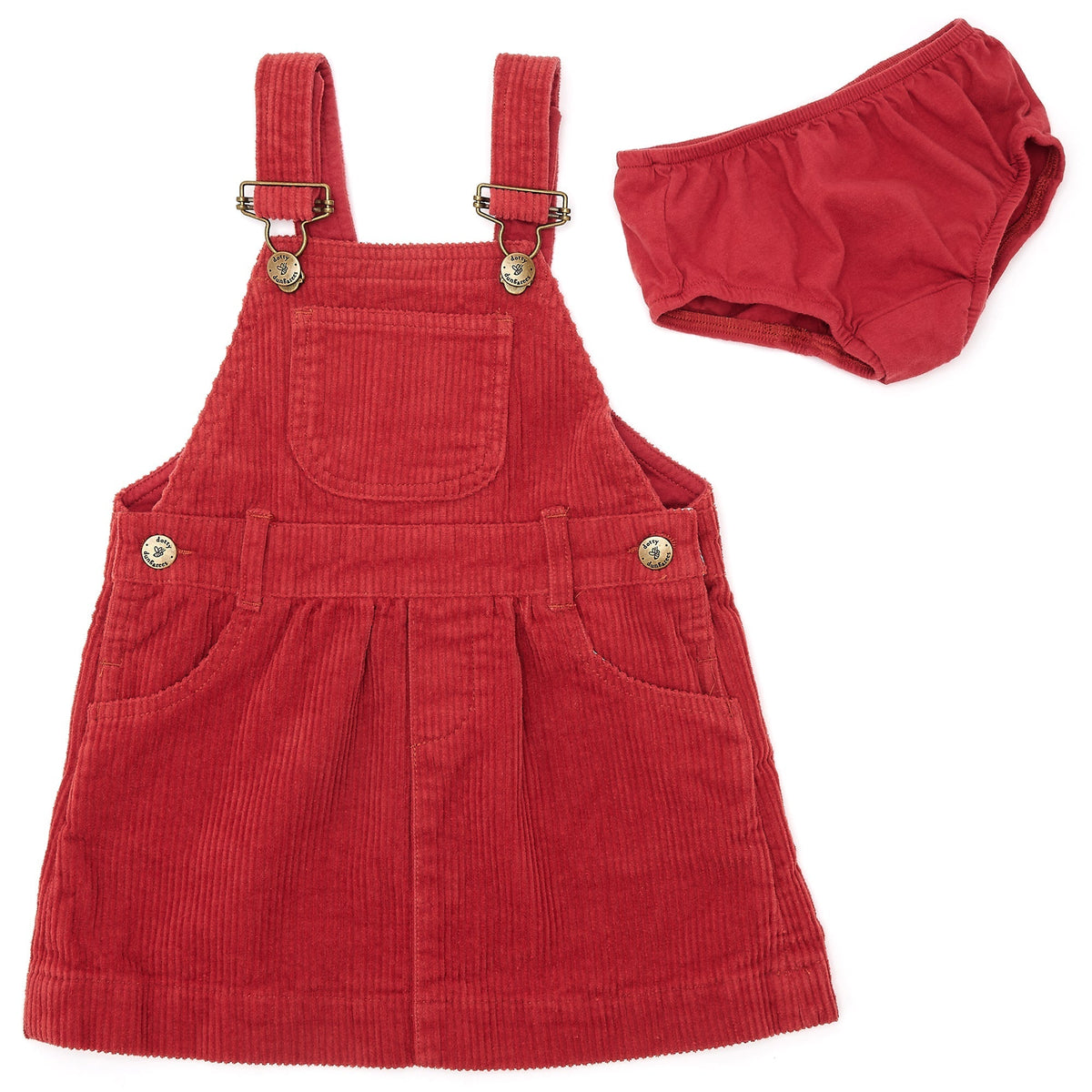 Dotty Dungarees Chunky Cord Pinafore Dress - Robin Red - Baby&More