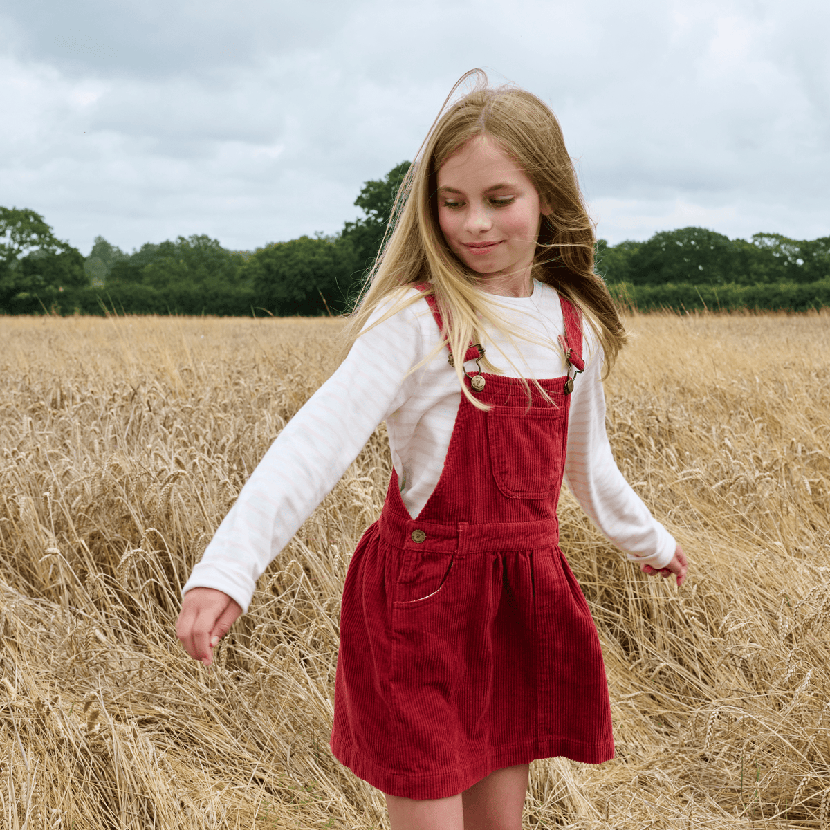 Dotty Dungarees Chunky Cord Pinafore Dress - Robin Red - Baby&More