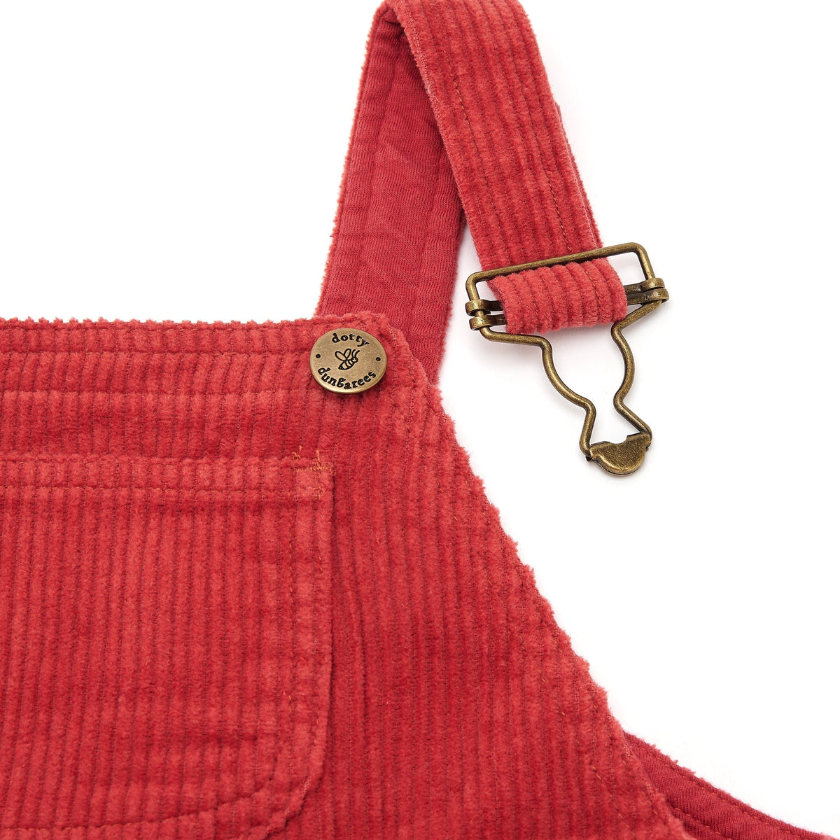 Dotty Dungarees Chunky Cord Pinafore Dress - Robin Red - Baby&More