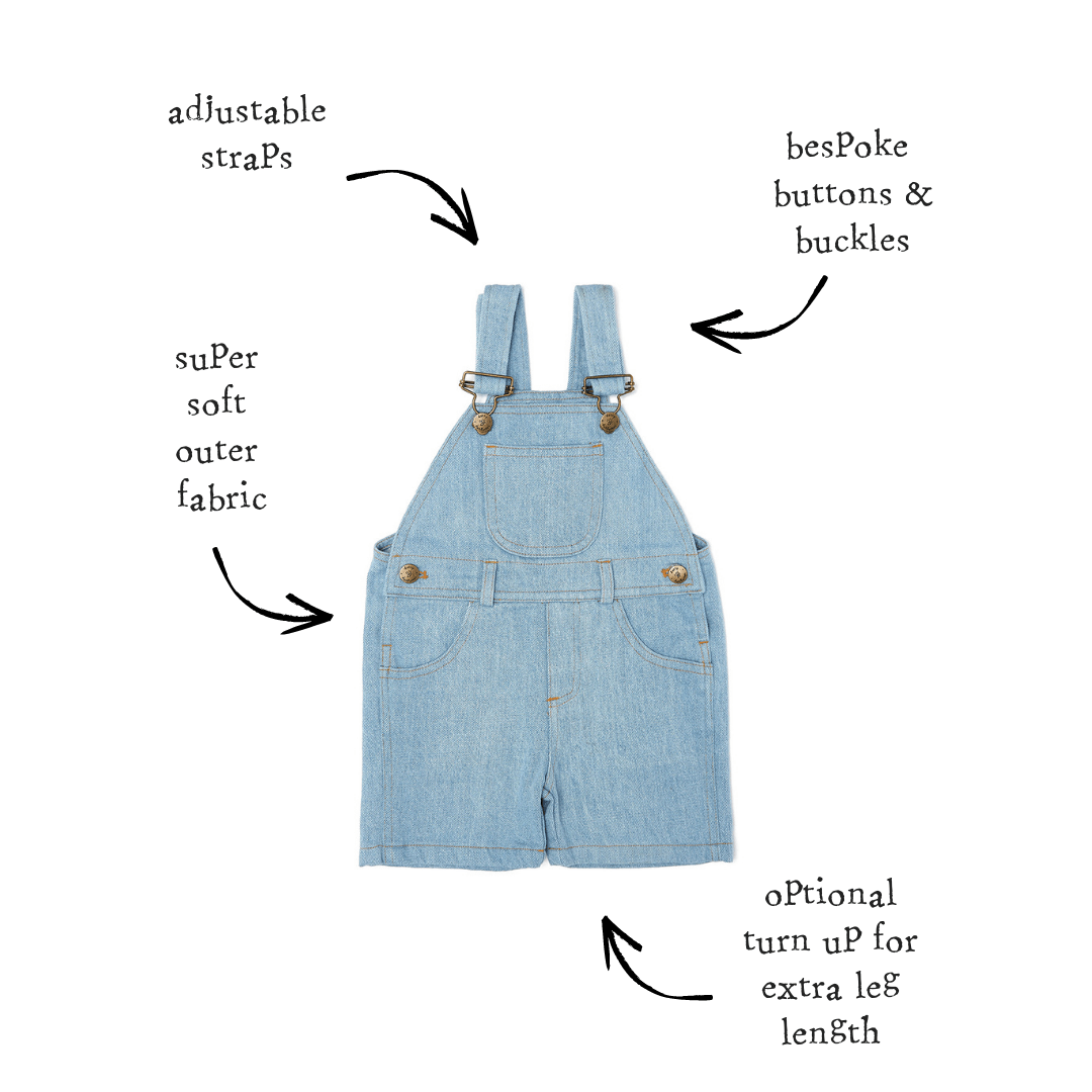 Dotty Dungarees Dungaree Shorts - Pale Denim - Baby&More