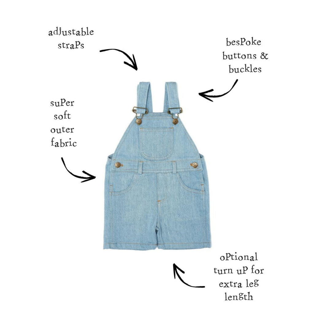 Dotty Dungarees Dungaree Shorts - Pale Denim - Baby&More
