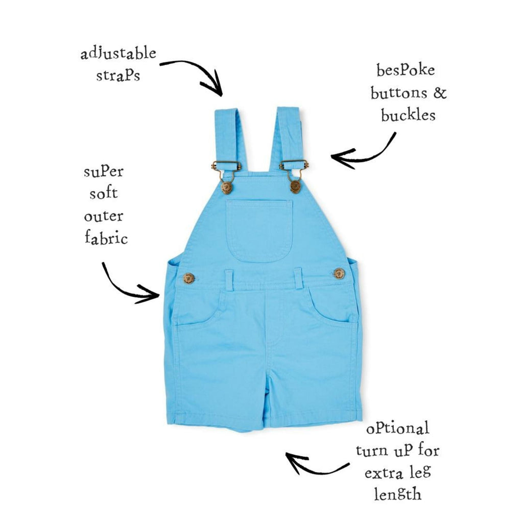 Dotty Dungarees Dungaree Shorts - Sky Blue - Baby&More