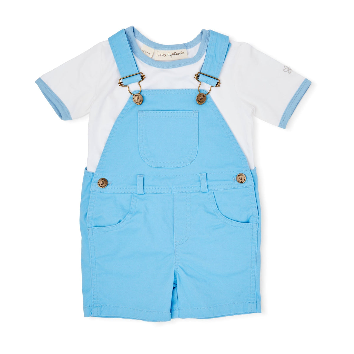 Dotty Dungarees Dungaree Shorts - Sky Blue - Baby&More