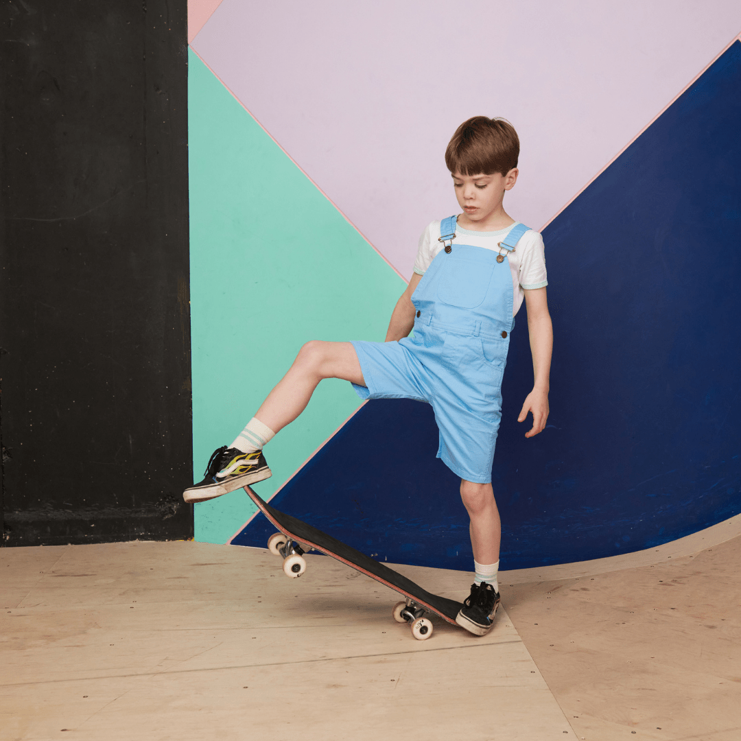 Dotty Dungarees Dungaree Shorts - Sky Blue - Baby&More