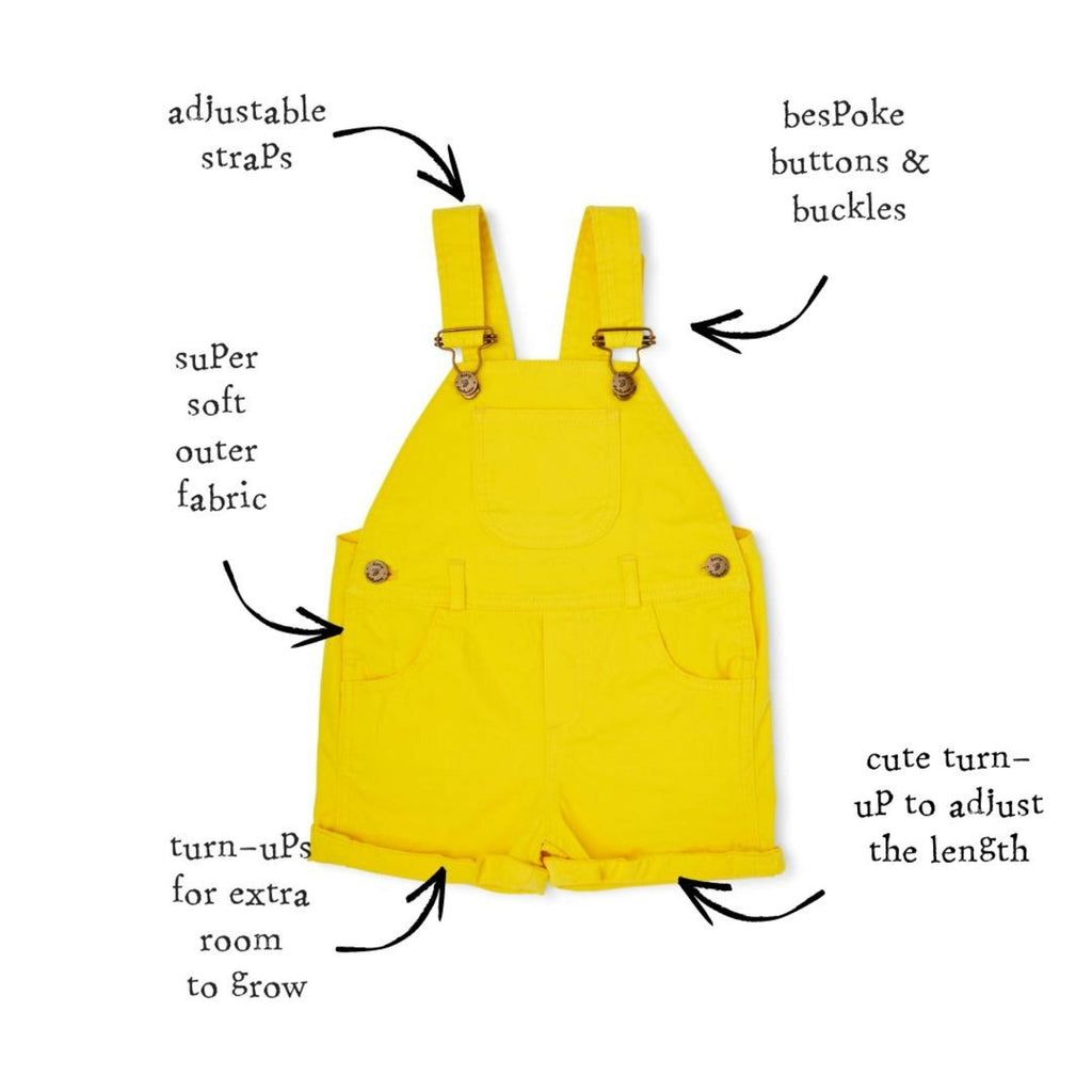 Dotty Dungarees Dungaree Shorts - Sunshine Yellow - Baby&More