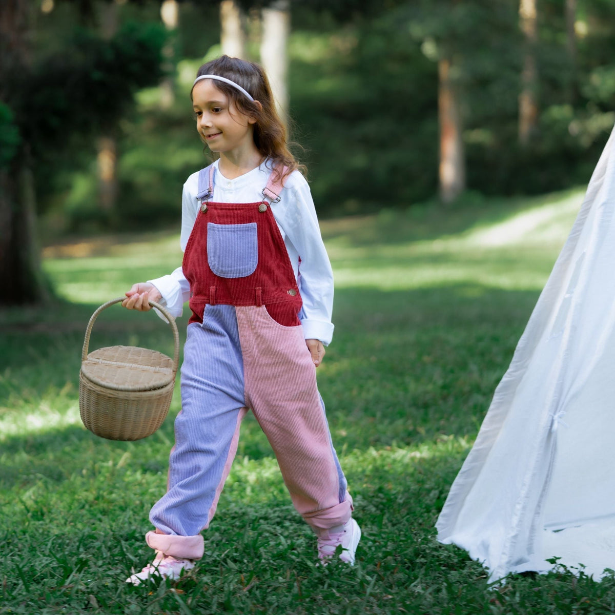 Dotty Dungarees Patchwork Chunky Cord Dungarees - Rosebed - Baby&More