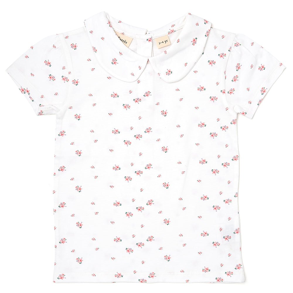 Dotty Dungarees Peter Pan Short Sleeved T-Shirt - Floral - Baby&More