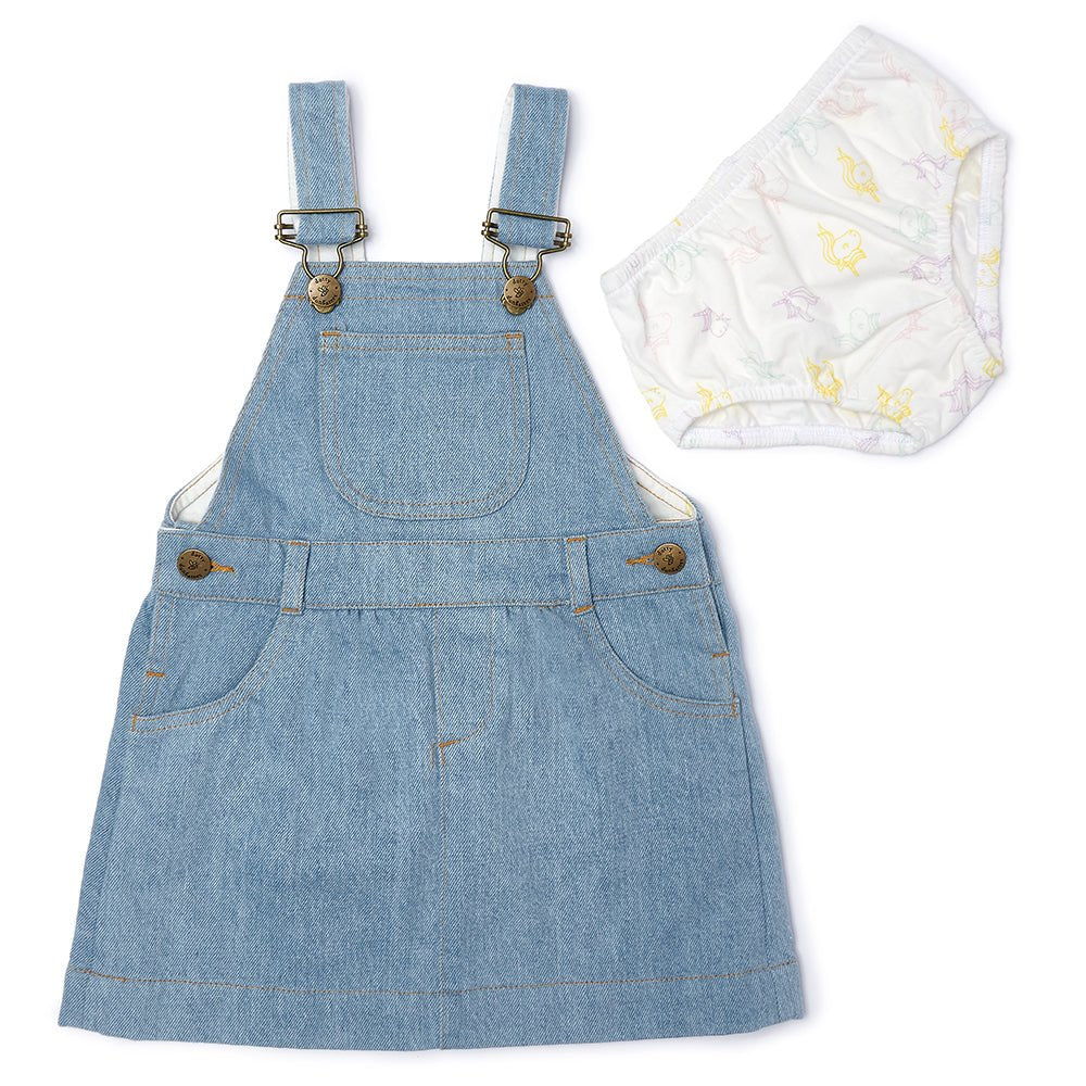 Dotty Dungarees Pinafore Dress - Pale Denim - Baby&More