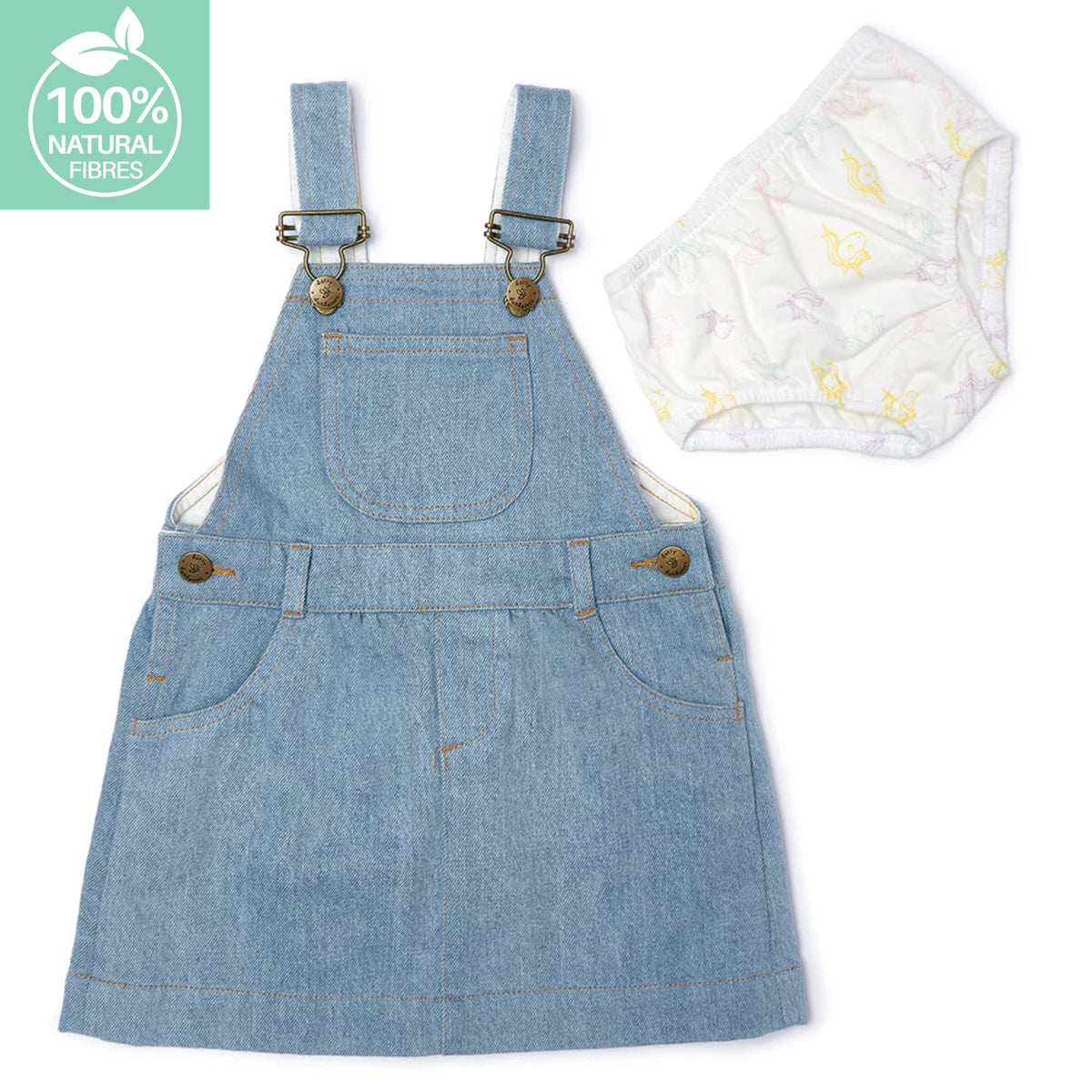 Dotty Dungarees Pinafore Dress - Pale Denim - Baby&More