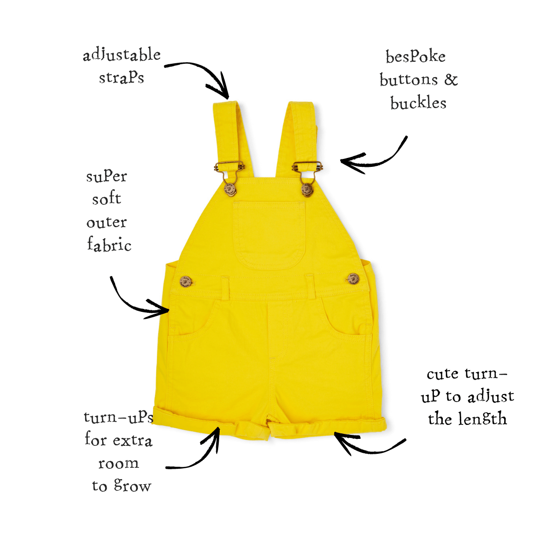 Dotty Dungarees Shorts - Sunshine Yellow - Baby&More
