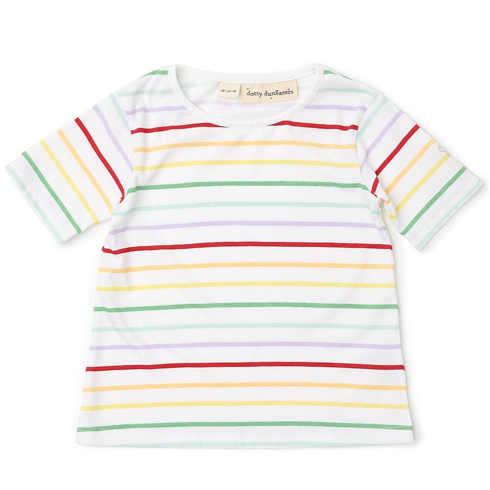 Dotty Dungarees Summer T-Shirt - Rainbow Breton Stripe - Baby&More