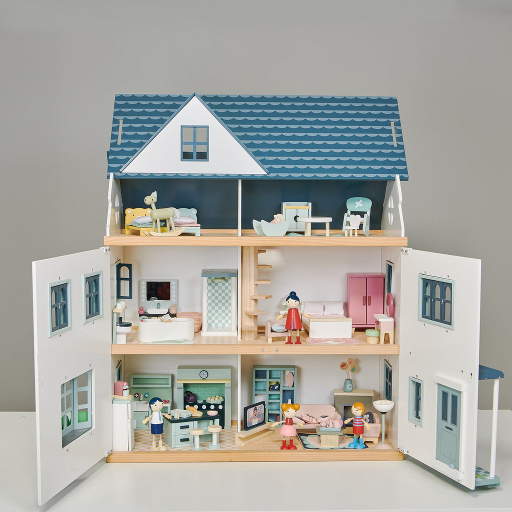 Tender Leaf Toys Dovetail Dolls House and Five Room Furniture Set Bundle