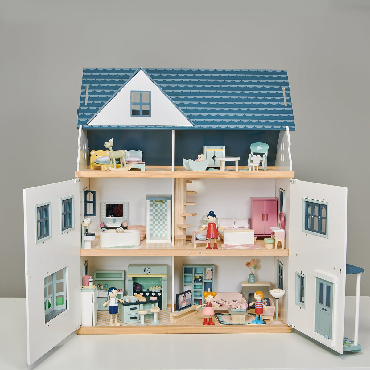 Tender Leaf Toys Dovetail Dolls House and Five Room Furniture Set Bundle