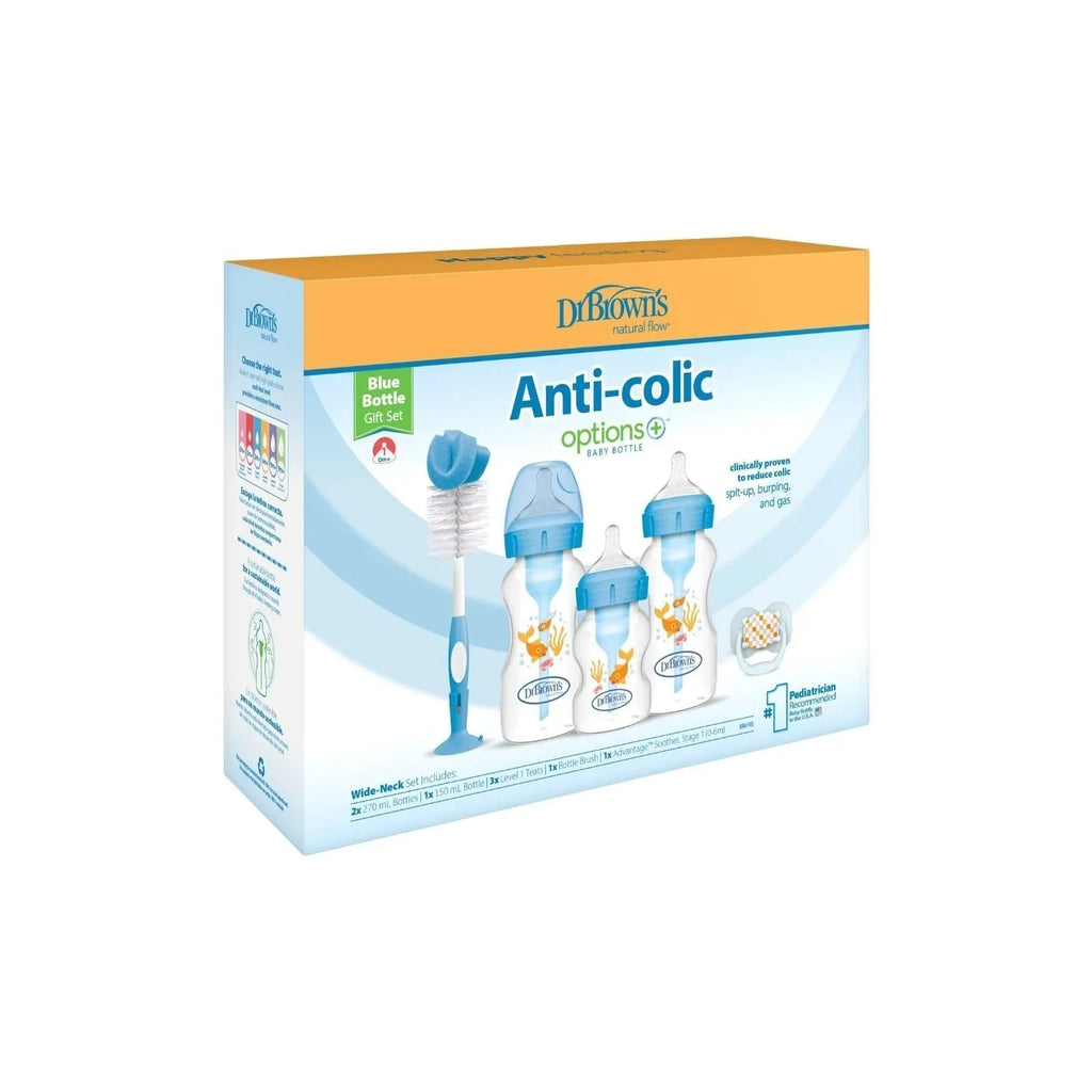Dr. Brown's Natural Flow Options+ Anti - Colic Baby Bottle Gift Set - Blue - Baby&More