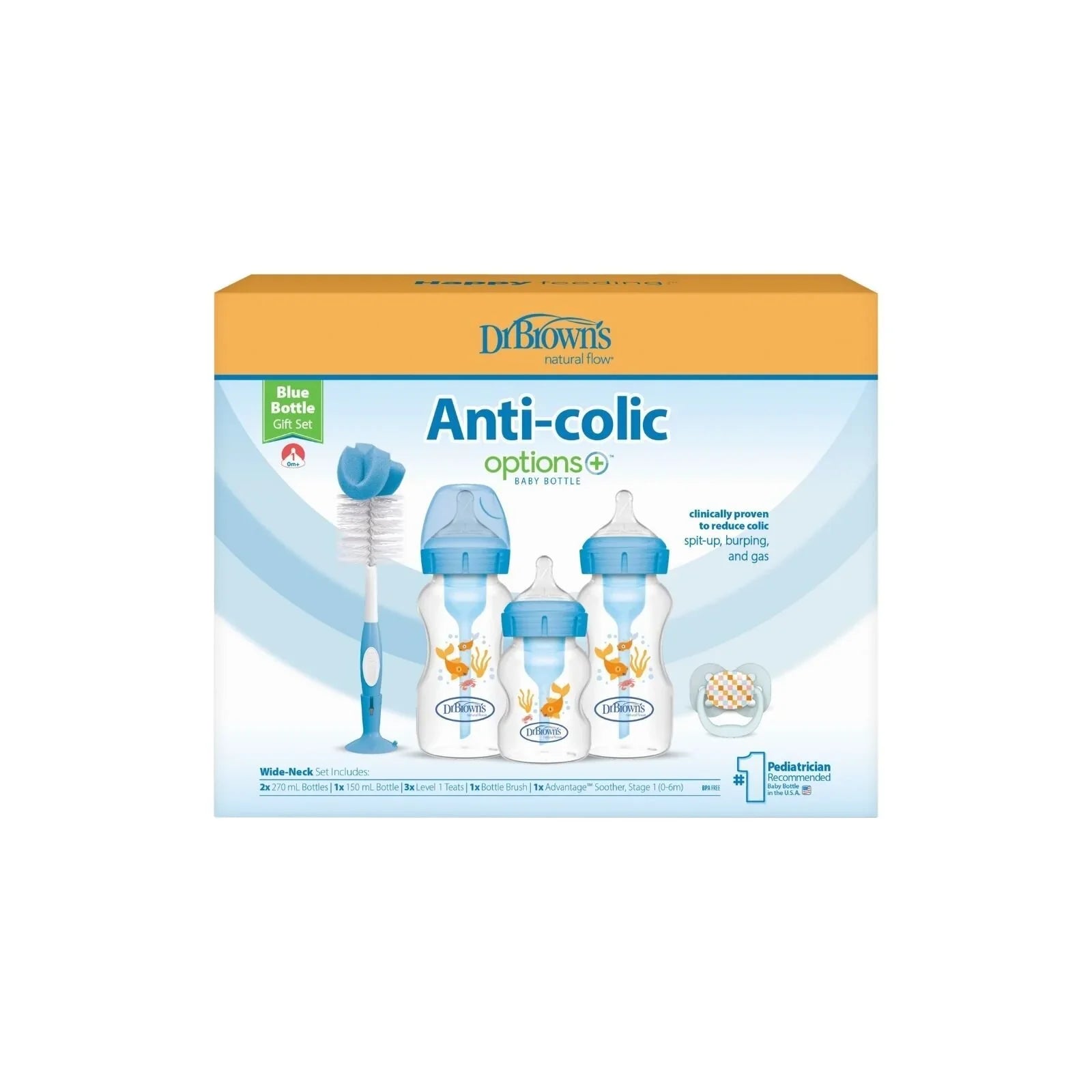 Dr. Brown's Natural Flow Options+ Anti - Colic Baby Bottle Gift Set - Blue - Baby&More