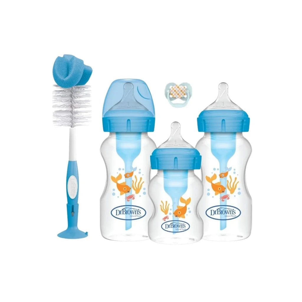 Dr. Brown's Natural Flow Options+ Anti - Colic Baby Bottle Gift Set - Blue - Baby&More
