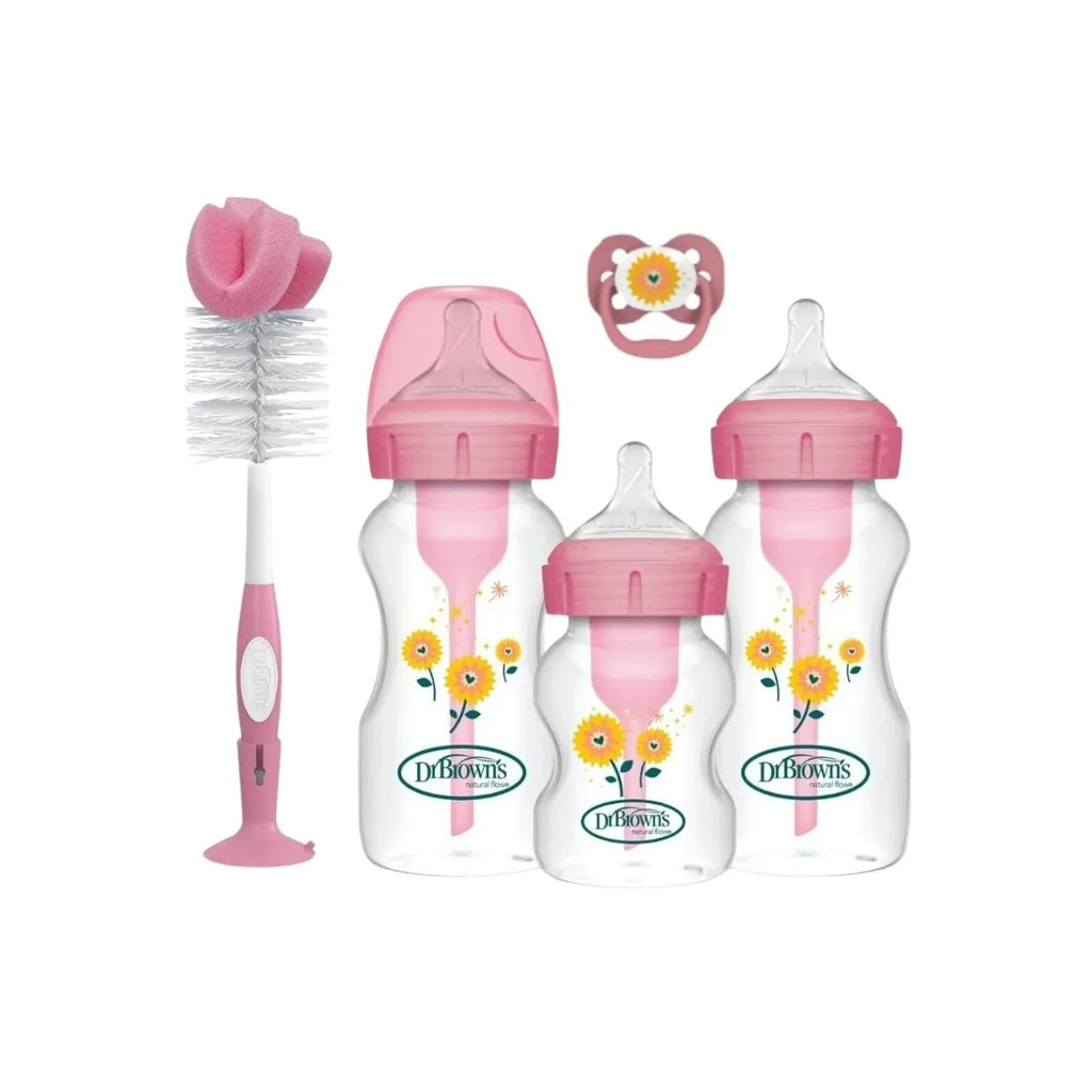 Dr. Brown's Natural Flow Options+ Anti - Colic Baby Bottle Gift Set - Pink - Baby&More