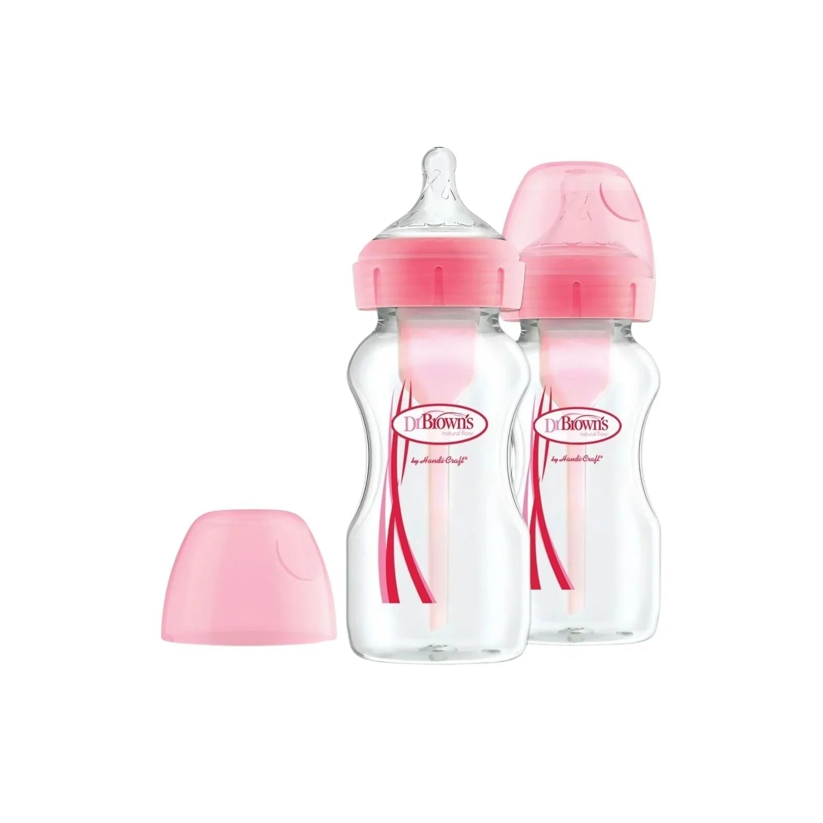 Dr. Brown's Options+ Anti - Colic Baby Bottle Wide Neck - 270ml - Pack of 2 - Pink - Baby&More