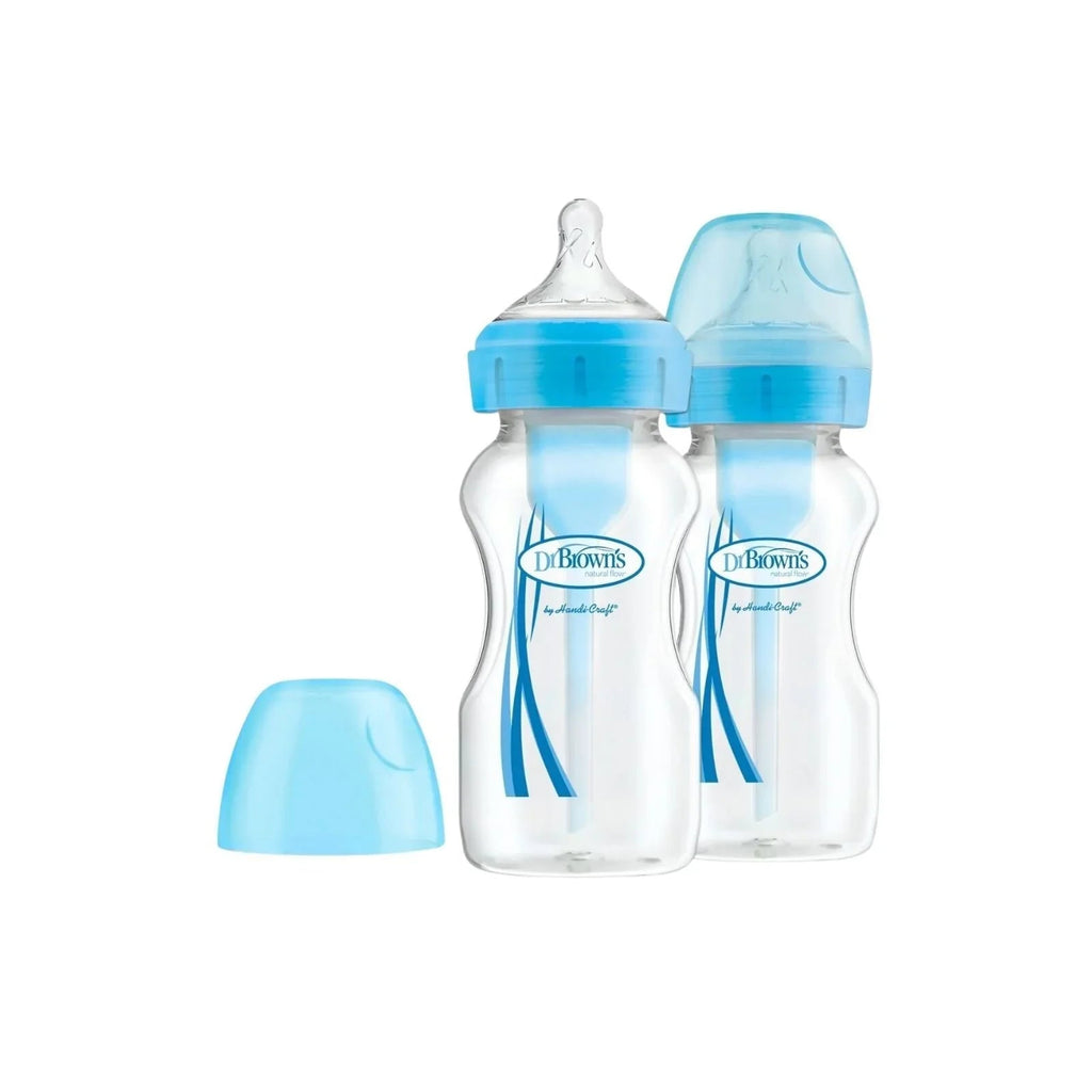 Dr. Brown's Options+ Anti - Colic Baby Bottle Wide Neck - Blue - 270ml - Pack of 2 - Baby&More