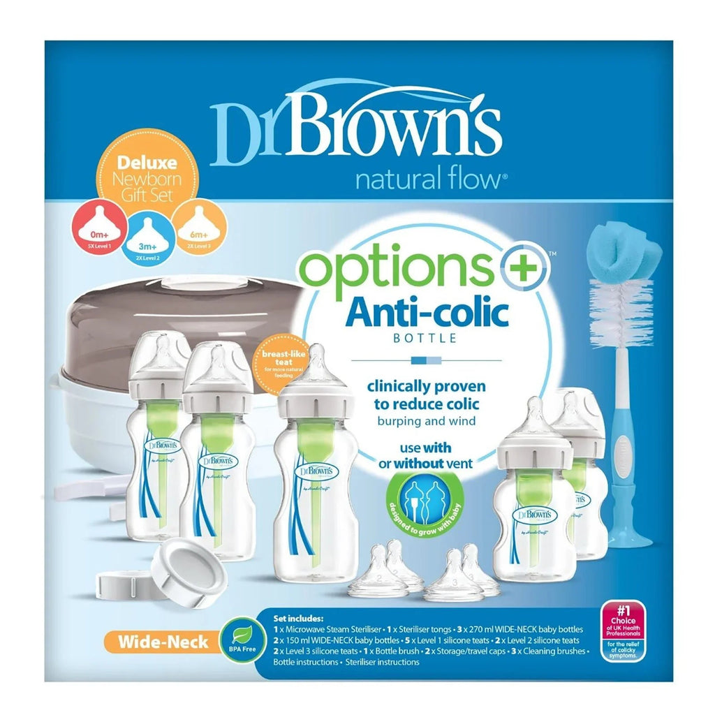Dr. Brown's Options+ Anti - Colic Baby Bottle Wide Neck Newborn Gift Starter Set - Baby&More