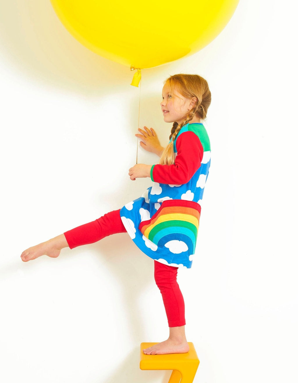 Organic Applique T-Shirt Dress - Rainbow