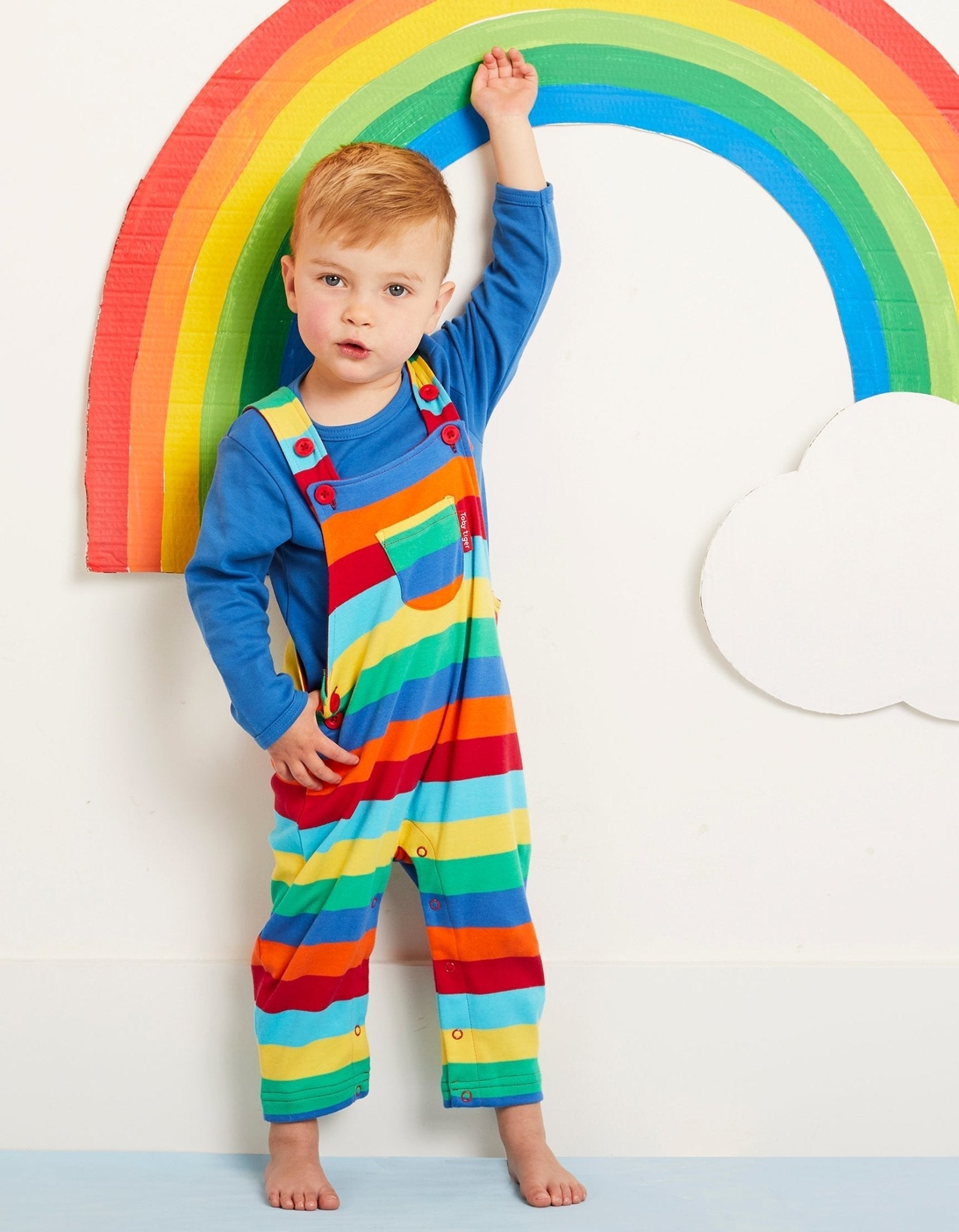 Toby Tiger Organic Dungarees - Multi Stripe