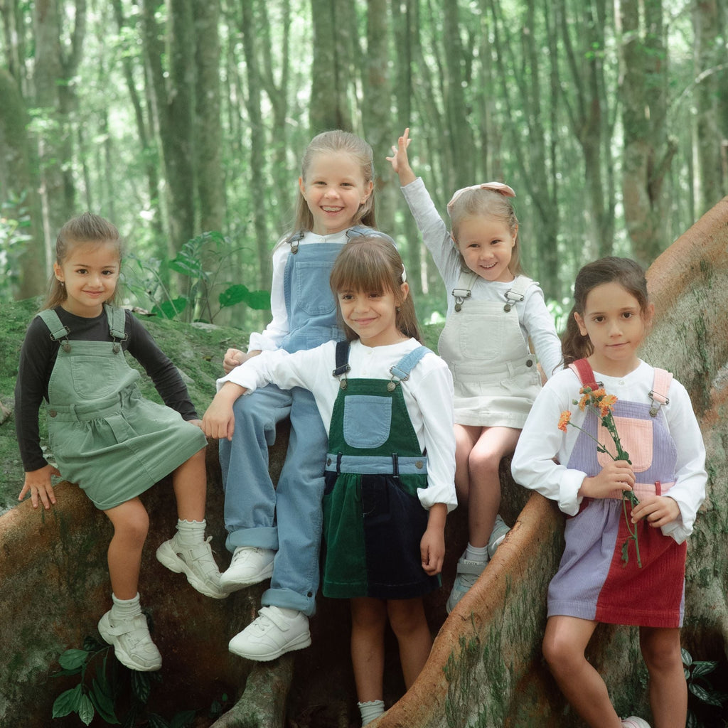 Dotty Dungarees Corduroy Dress - Sage Green