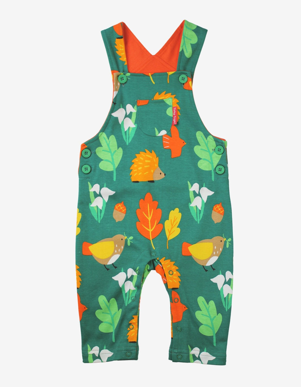 Toby Tiger Organic Dungarees - Autumn Print