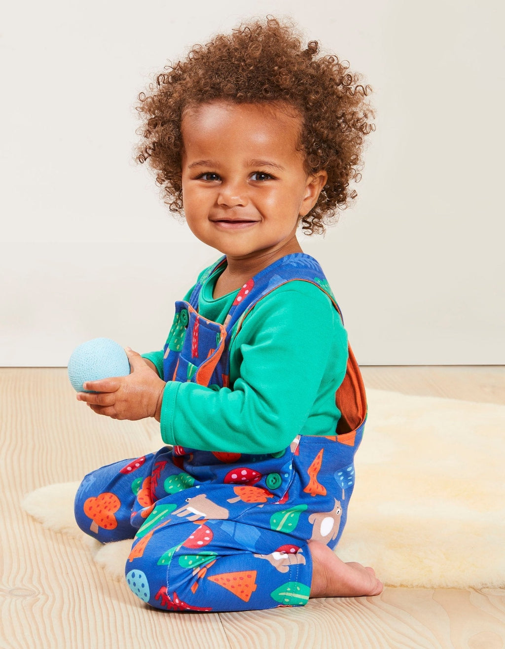 Toby Tiger Organic Dungarees - Camping Bear Print