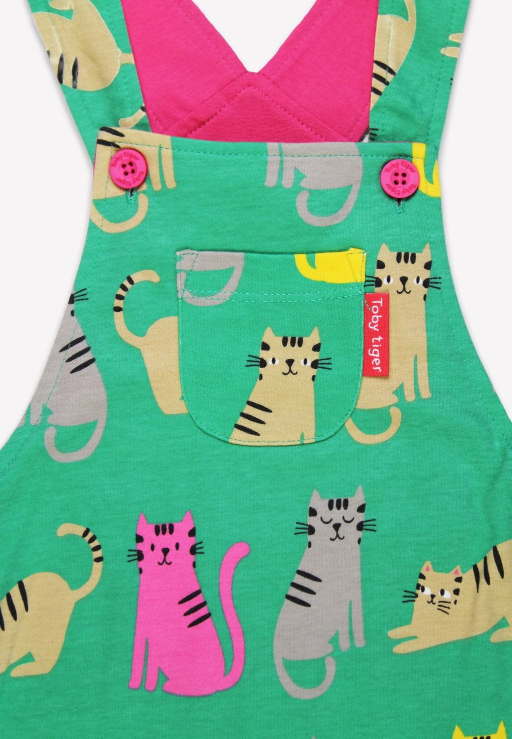 Toby Tiger Organic Dungarees - Kitten Print