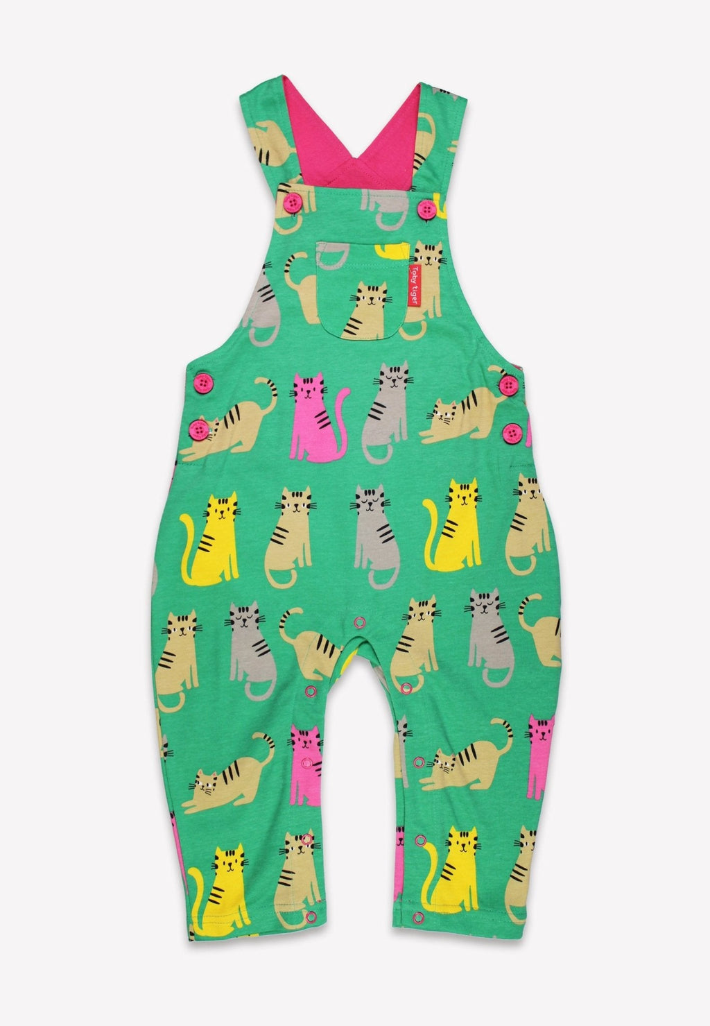 Toby Tiger Organic Dungarees - Kitten Print