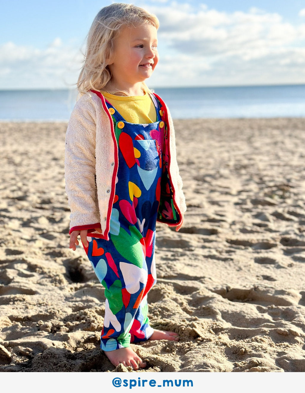 Toby Tiger Organic Dungarees - Heart Print