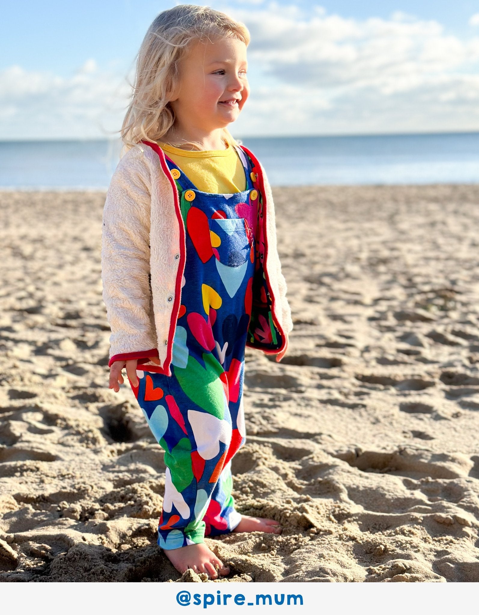 Toby Tiger Organic Dungarees - Heart Print