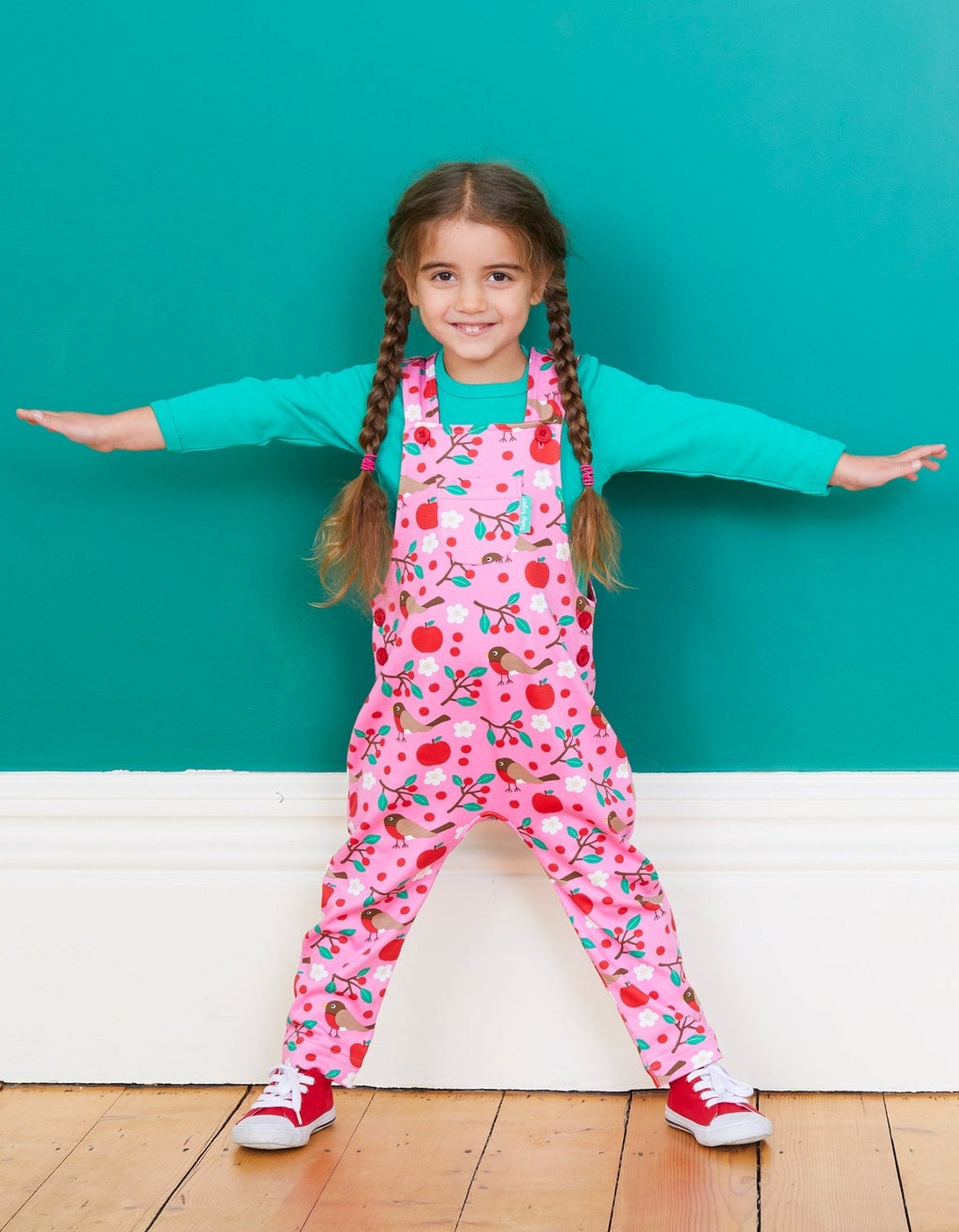 Toby Tiger Organic Dungarees - Robin Print