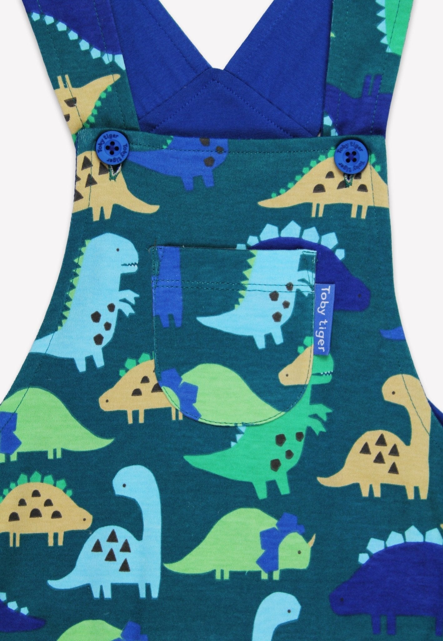 Toby Tiger Organic Dungarees - Tonal Dinosaur Print